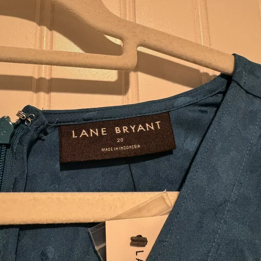Lane Bryant Teal Jacquard Wide Leg Jumpsuit NEW Plus Size 20